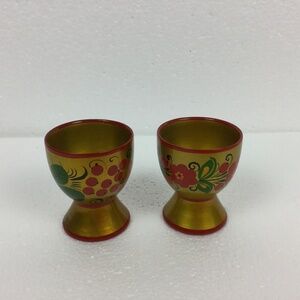 Vintage Russian Khokhloma Folk Art Hand Painted Egg Wood